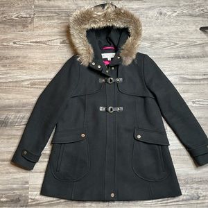 Trina Turk Winter Coat Real Fur Lined Hood Size 12